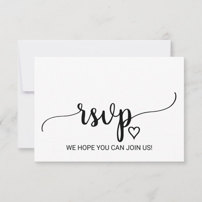 Tarjeta de respuesta simple de bodas con caligrafí (Anverso)
