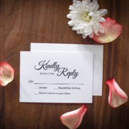 Tarjeta de respuesta simple de caligrafía en blanc