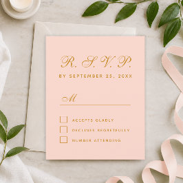 Tarjeta de respuesta simple de RSVP rosa con guión
