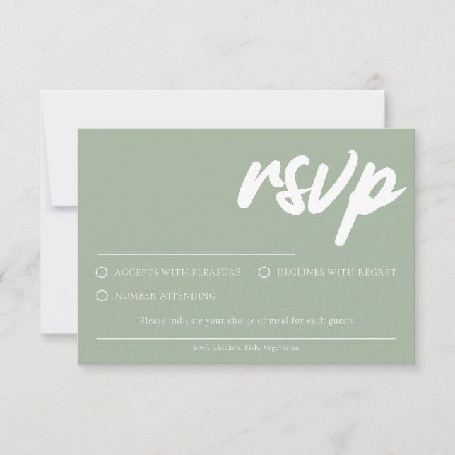 Tarjeta de respuesta Simple Modern Sage con opción (Anverso)