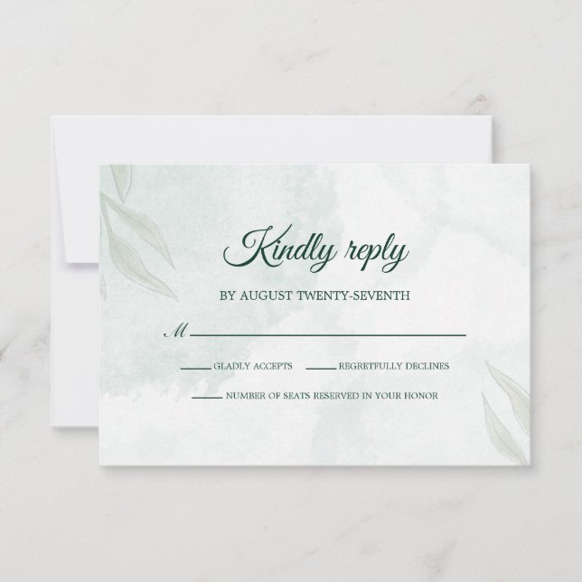 Tarjeta de respuesta simple y delicada para boda c (Anverso)