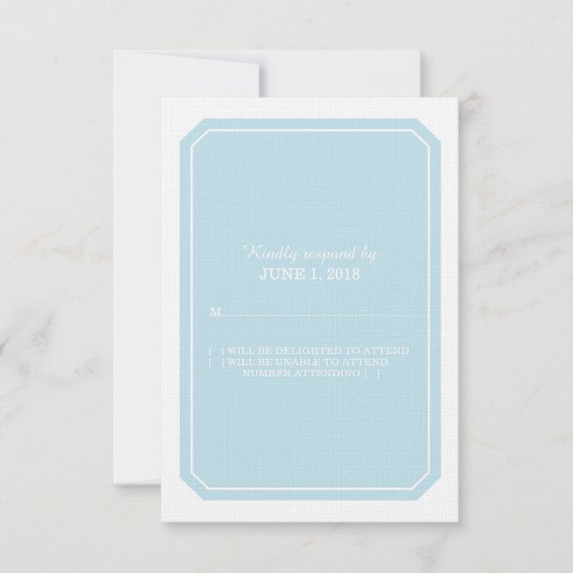 Tarjeta de respuesta simple y elegante azul (Anverso)