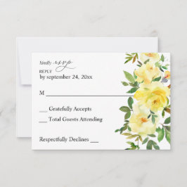 Tarjeta de respuesta sin comida de flores amarilla
