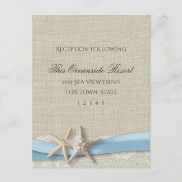 Tarjeta de respuesta Starfish Ribbon y Lace Blue B