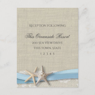Tarjeta de respuesta Starfish Ribbon y Lace Blue B
