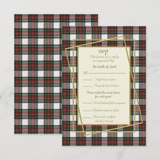 Tarjeta de respuesta Stewart Dress Modern Tartan (Anverso / Reverso)