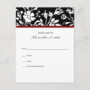 Tarjeta de respuesta superior floral negra