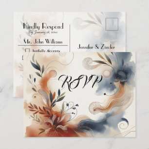 Tarjeta de respuesta Terracotta Twilight y Navy Bl