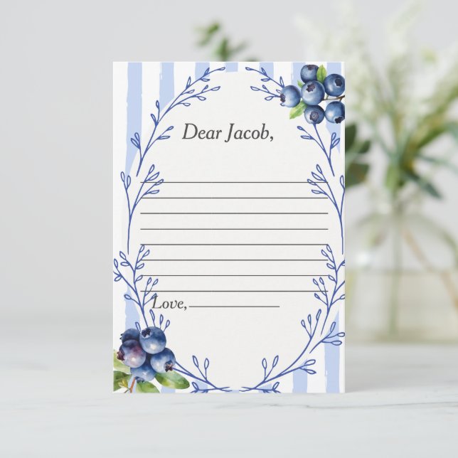 Tarjeta de respuesta Time Capsule Poem Blueberry (Anverso de pie)