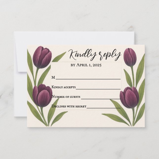Tarjeta de respuesta Tulip Heirloom RSVP (Anverso)