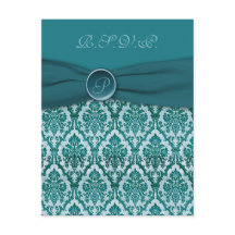 Tarjeta de respuesta Verde azulada de Damasco IMPR