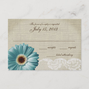 Tarjeta de respuesta verde azulada del Boda de mar
