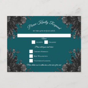Tarjeta de respuesta verde azulada para Rosa negro