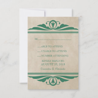Tarjeta de respuesta verde elegante