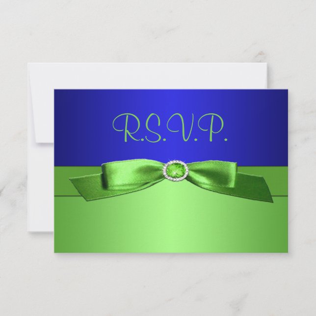 Tarjeta de respuesta verde limón y azul real (Anverso)