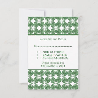 Tarjeta de respuesta verde moderna al deco