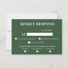 Tarjeta de respuesta verde oscuro RSVP