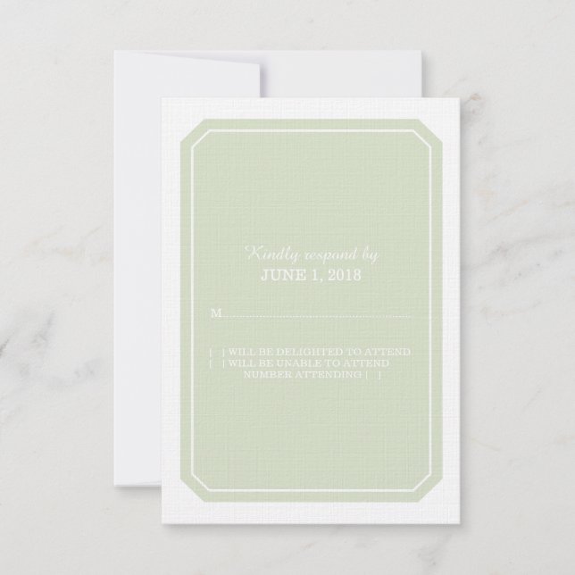 Tarjeta de respuesta verde simple y elegante (Anverso)