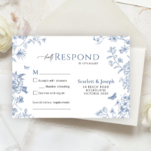 Tarjeta de respuesta VICTORIA Regency Blue French 