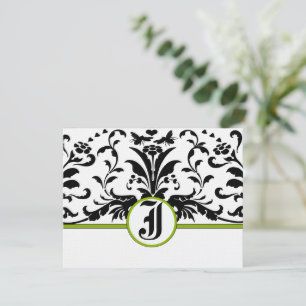 Tarjeta de respuesta victoriana floral en blanco y