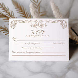 Tarjeta de respuesta vintage elegante – Filigrana 