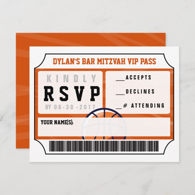 TARJETA DE RESPUESTA VIP DE BALONCESTO Bar Bat Mit (Anverso / Reverso)