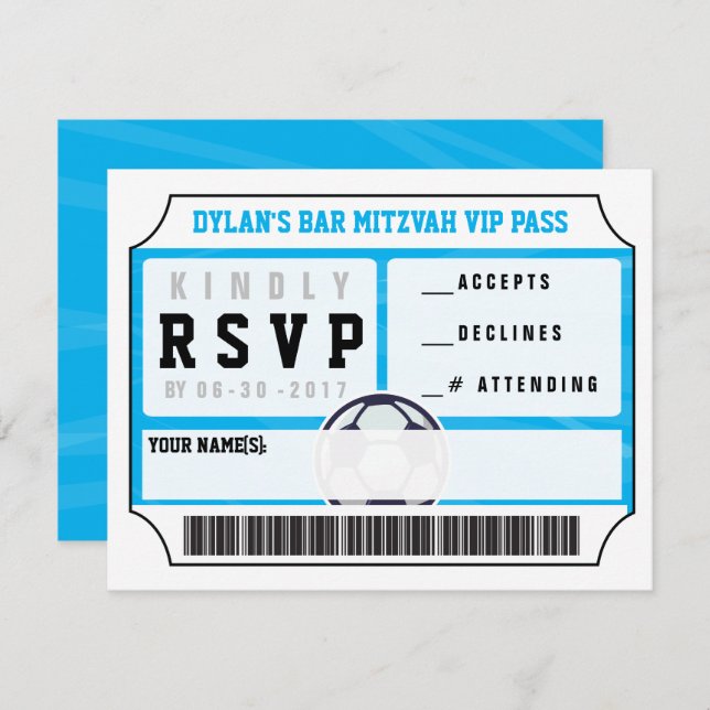 TARJETA DE RESPUESTA VIP FÚTBOL Invitación Bar Mit (Anverso / Reverso)