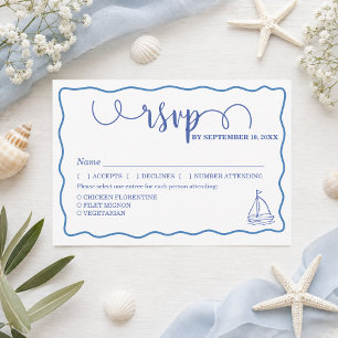 Tarjeta de respuesta y comidas de boda de vida mar