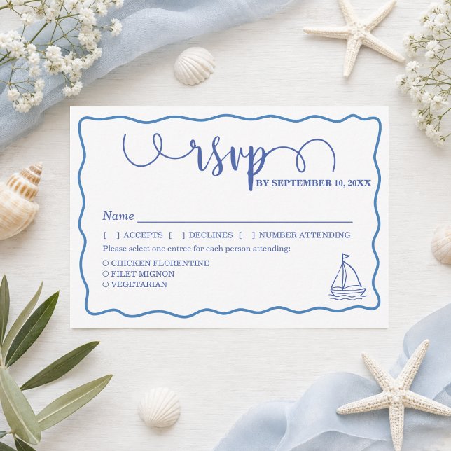 Tarjeta de respuesta y comidas de boda de vida mar (Subido por el creador)
