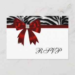 Tarjeta de respuesta Zebra Roja RSVP