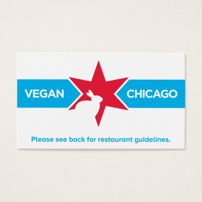 Tarjeta de restaurante Vegan Chicago (Frente)