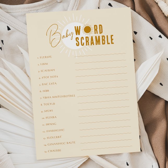 Tarjeta de resumen de palabras para niños Boho Sun (Subido por el creador)