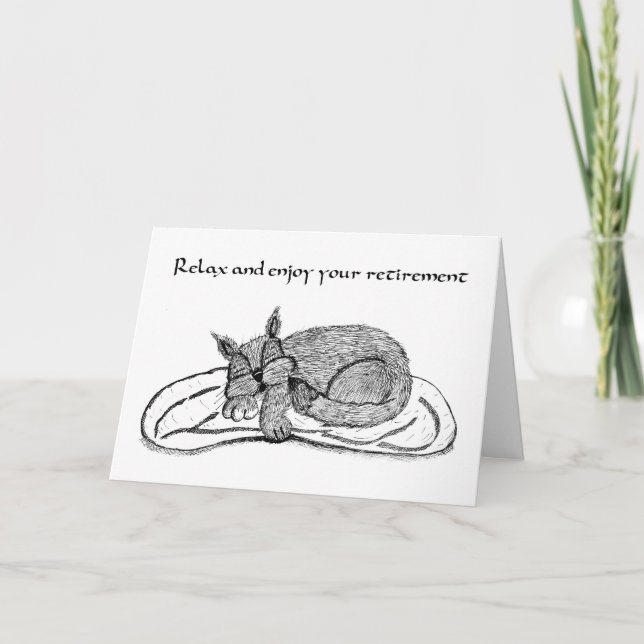 Tarjeta de retiro con gato durmiente (Anverso)