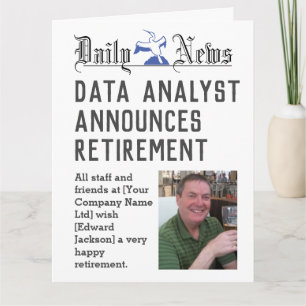 Tarjeta de retiro de analista de datos para person