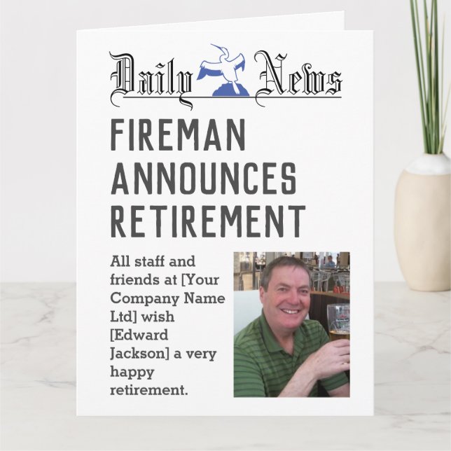 Tarjeta de retiro de Fireman para personalizar (Anverso)