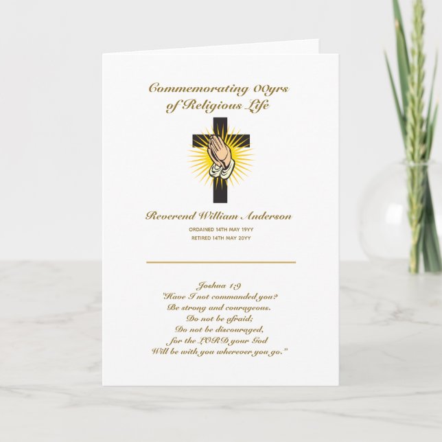 Tarjeta de retiro de sacerdote Biblia personalizad (Anverso)