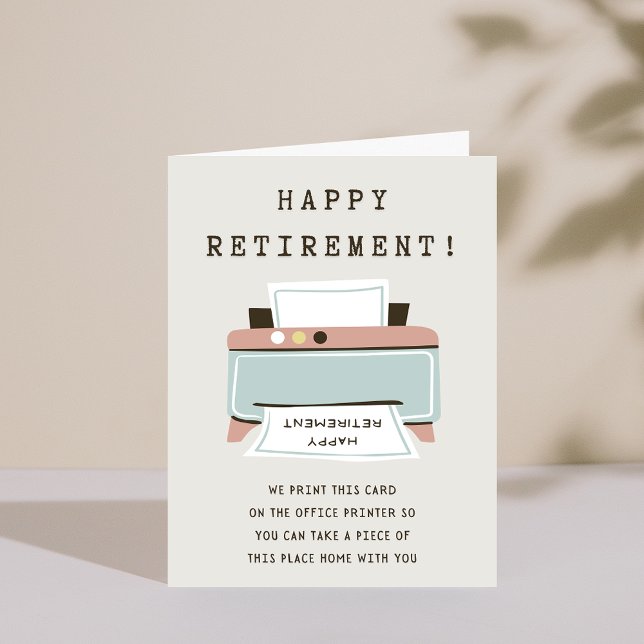 Tarjeta de retiro feliz de impresora divertida (Funny Printer Happy Retirement Card)