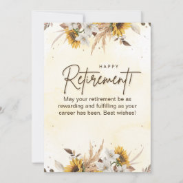 Tarjeta de retiro floral amarillo marrón
