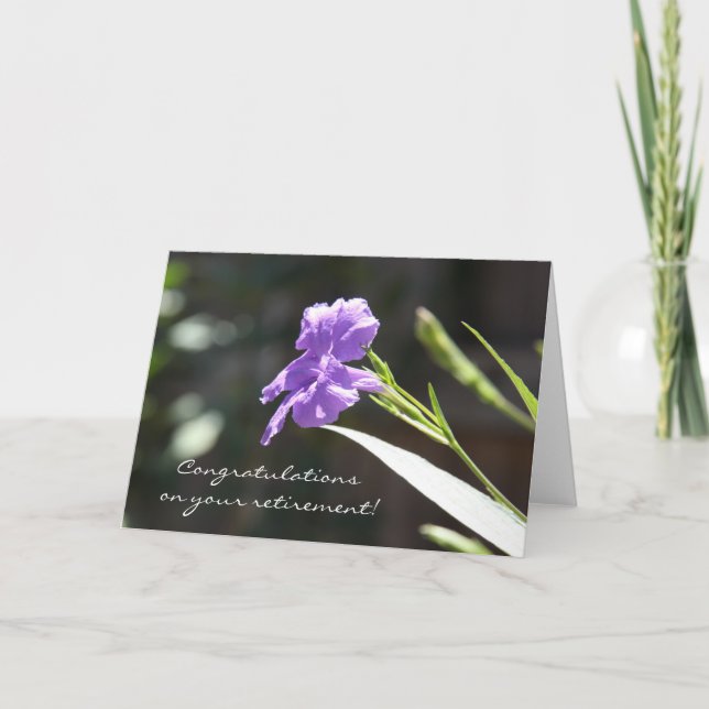 Tarjeta de retiro floral, sangre púrpura en luz so (Anverso)