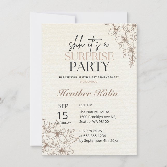 Tarjeta de retiro para sorpresa de flores rusas en (Anverso)