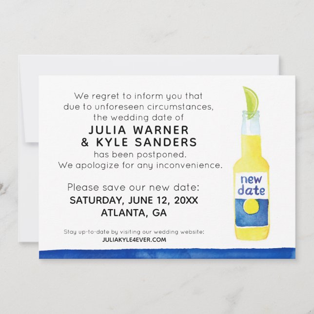 Tarjeta de Retraso de Boda (Anverso)