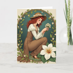 Tarjeta de retrato con arco floral