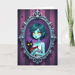 Tarjeta de retrato con mirada fantasmal