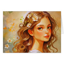 Tarjeta de retrato de acuarela Art Nouveau
