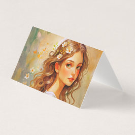 Tarjeta de retrato de acuarela Art Nouveau
