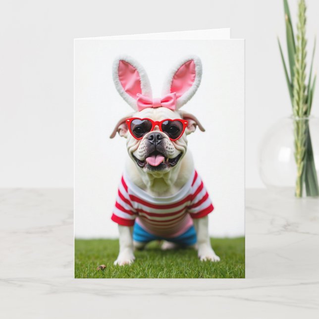 Tarjeta de retrato de cachorro sonriente (Anverso)