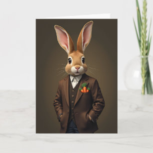 Tarjeta de retrato de conejo elegante