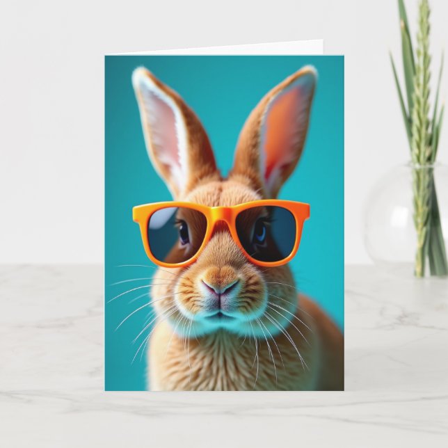Tarjeta de retrato de conejo genial (Anverso)