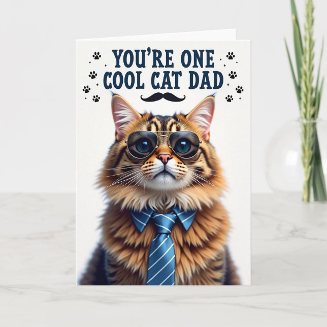 Tarjeta de retrato de Cool Cat Dad (Anverso)