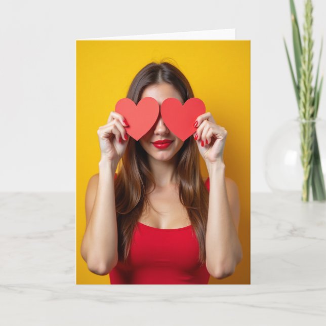 Tarjeta de retrato de corazones alegres (Anverso)